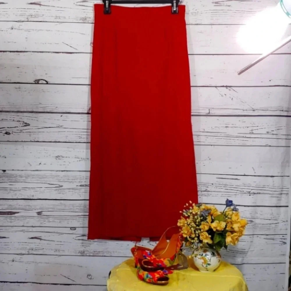 Vintage Clio Red Pencil Skirt - Picture 2 of 4